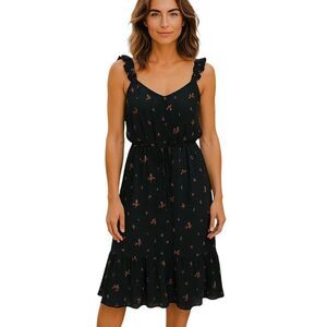 Who What Wear Black Floral Maxi Dress Large